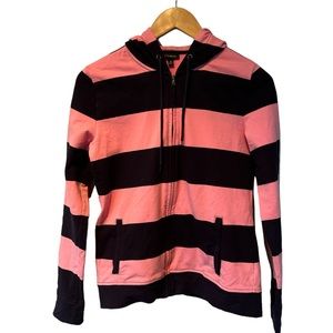 Talbots pink blue stripe full zip hoodie sweatshirt XS